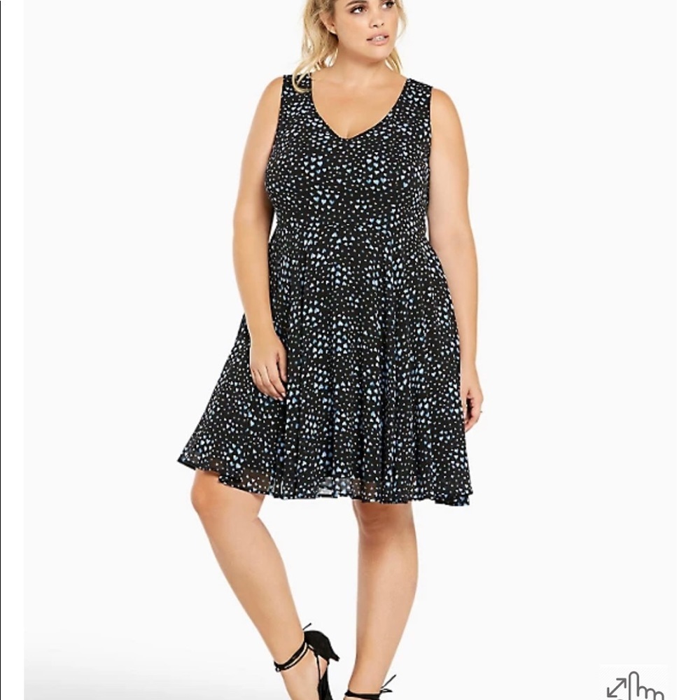 Torrid Heart Print Flounce Skirt Fit and Flare Dress